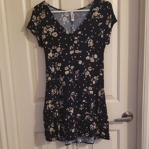 Mudd Navy and Tan Floral Mini Dress